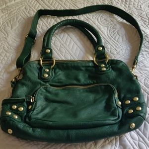 Linea Pelle washed Italian leather satchel green